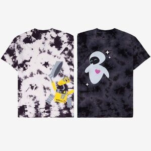 LIKE NEW Couples 2 Tie-Dye Pixar Wall-E Size Large & Eve Size Medium T-Shirt Set